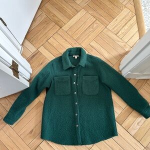 Como Vintage Forest Green Teddy Sherpa Shacket